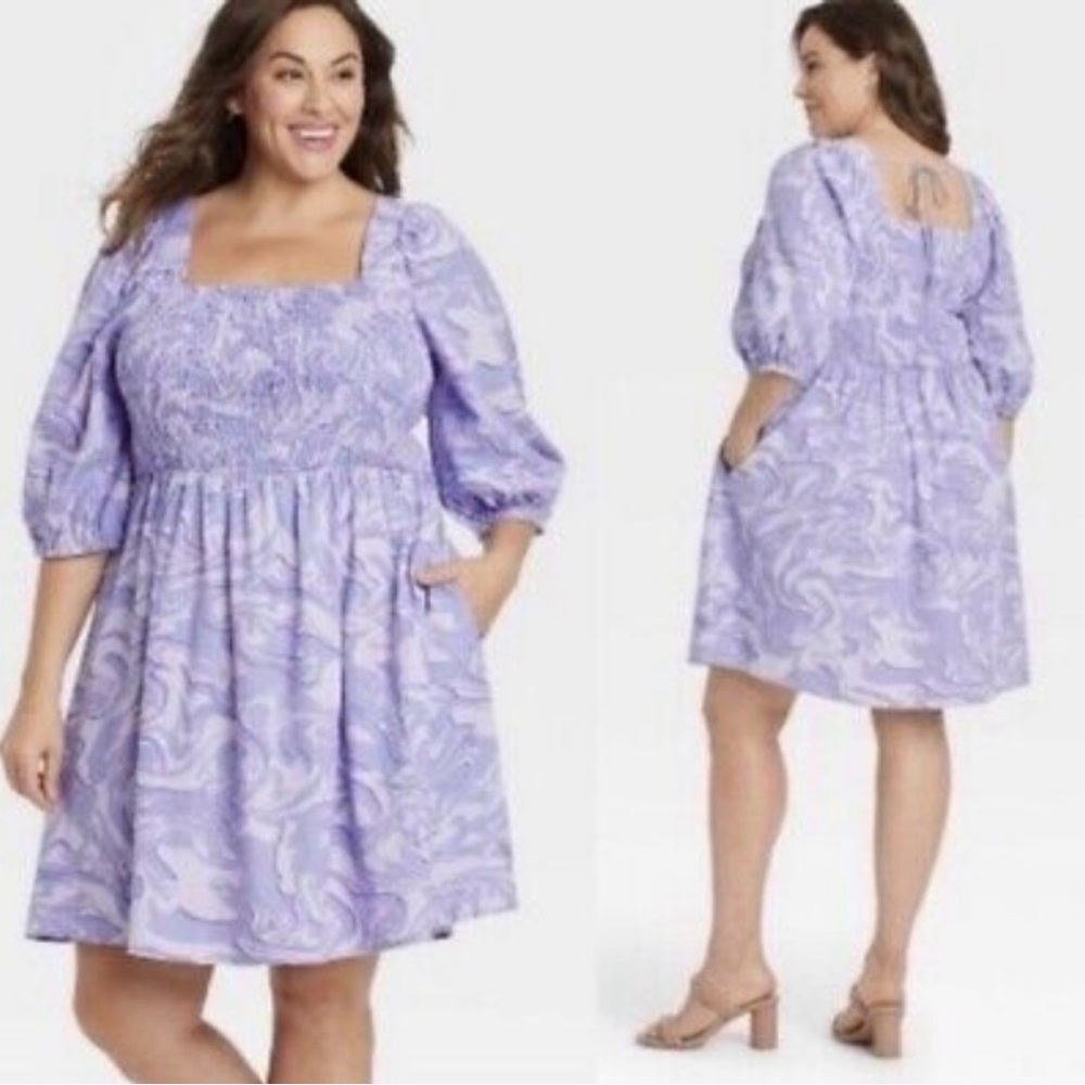 Ava & Viv Pink and Purple Marble Dress